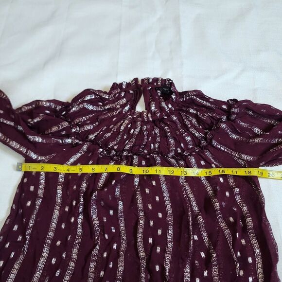 Express Purple Smocked Top with Metallic Highlights Size Small - Picture 4 of 10